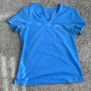 XS Figs scrub top- ceil blue